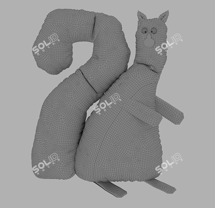 Fluffy Squirrel Pillow Toy 3D model image 3