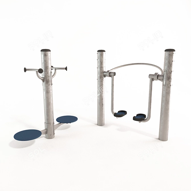 Urban Fitness Set: Stilts & Double Turntable 3D model image 1