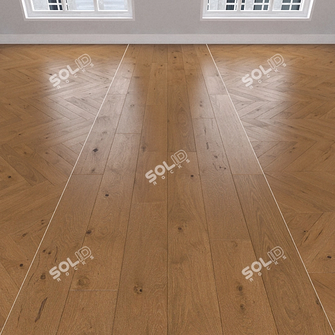 Parquet Oak Caramel: Christmas Tree, Linear, Chevron 3D model image 1