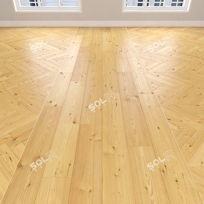 Larch Parquet Collection: Christmas Tree, Linear, Chevron 3D model image 1