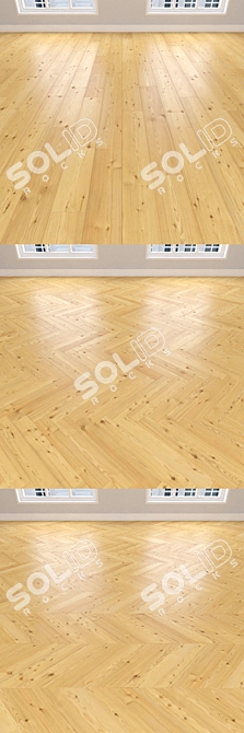 Larch Parquet Collection: Christmas Tree, Linear, Chevron 3D model image 2