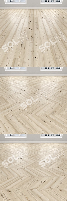 White Larch Parquet: Christmas Tree, Linear, Chevron 3D model image 2