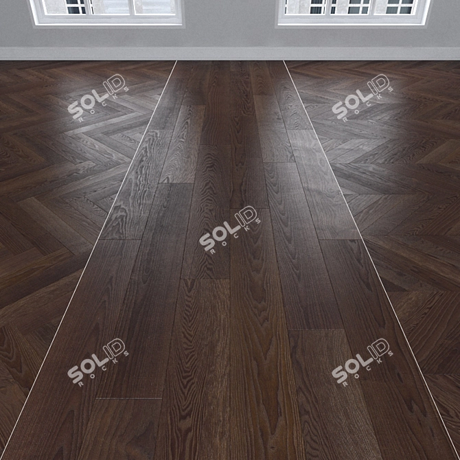 Ash Parquet: Christmas Tree, Linear, Chevron 3D model image 1