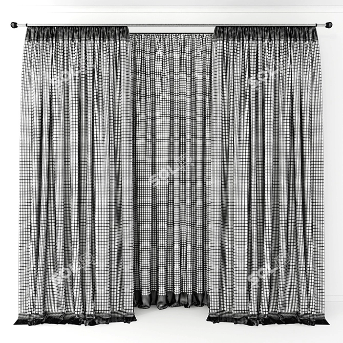 Elegant Sheer Curtains 3D model image 2