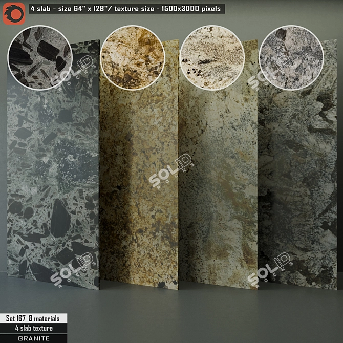 Luxury Granite Slabs - Set of 4 3D model image 1