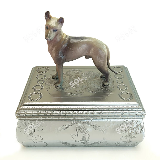 Lucky Paws Casket: Sculpted Dog Figurine 3D model image 1