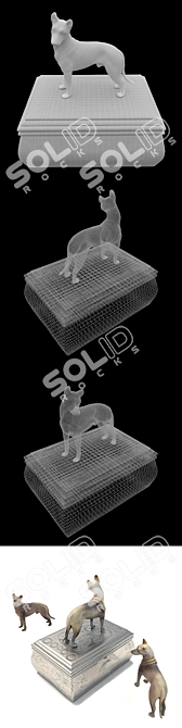 Lucky Paws Casket: Sculpted Dog Figurine 3D model image 3