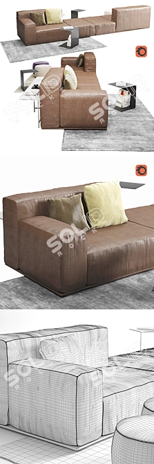 Delano 3-Seater Sofa by R&S PIANCA 3D model image 3