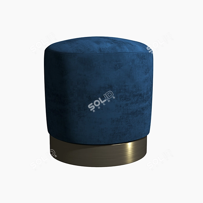 Comfy Osman Blue Velour Pouf 3D model image 1