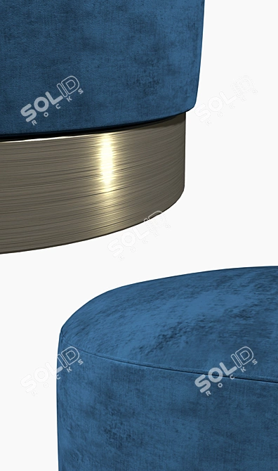 Comfy Osman Blue Velour Pouf 3D model image 2