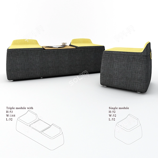 Modular Office Seating: Pick 3D model image 1