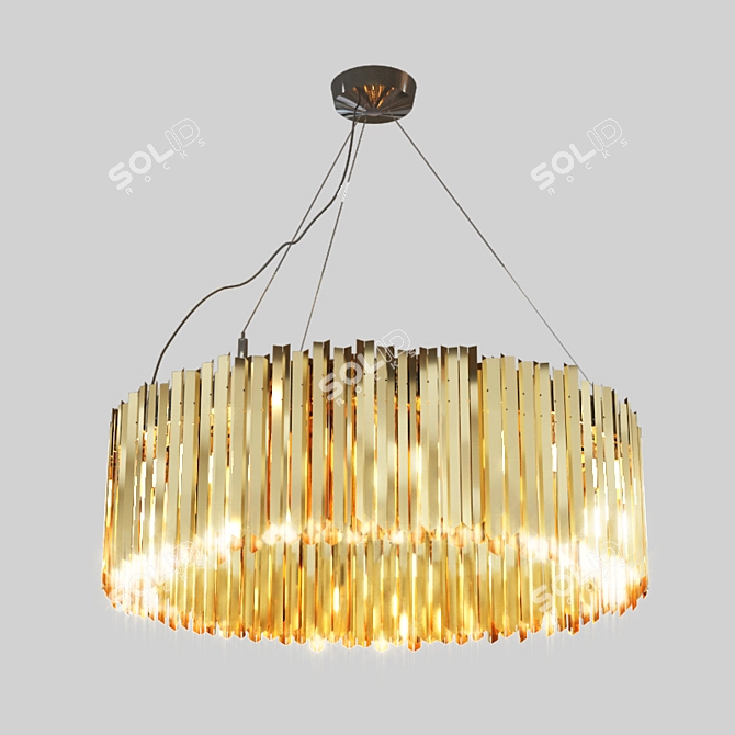 Sophisticated Brass Facet Chandelier 3D model image 1