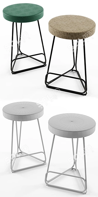 Sleek Small Chair Stool 3D model image 3