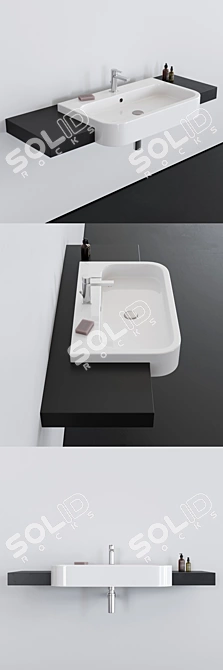 Scarabeo Next 80D Ceramic Washbasin 3D model image 2