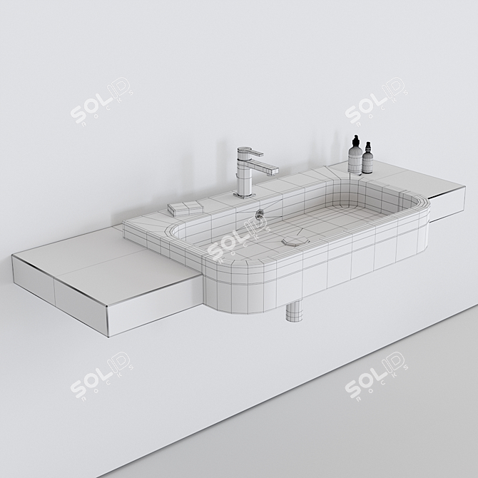 Scarabeo Next 80D Ceramic Washbasin 3D model image 3