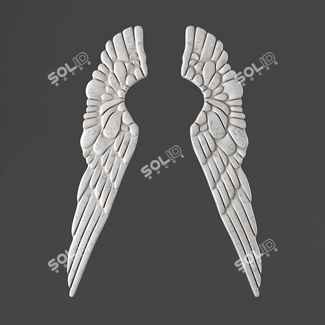 Elegant Pewter Angel Wings Decor 3D model image 1