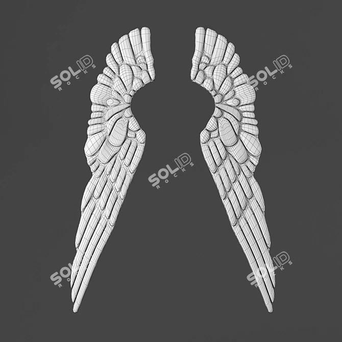 Elegant Pewter Angel Wings Decor 3D model image 2