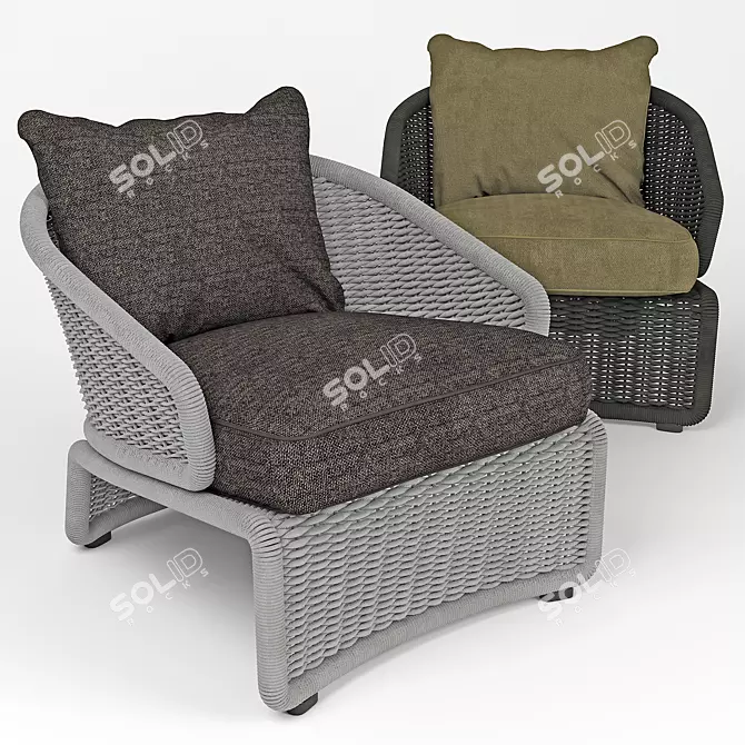 HALLEY "OUTDOOR" MINOTTI Armchair: Stylish Comfort for Your Outdoor Space 3D model image 1