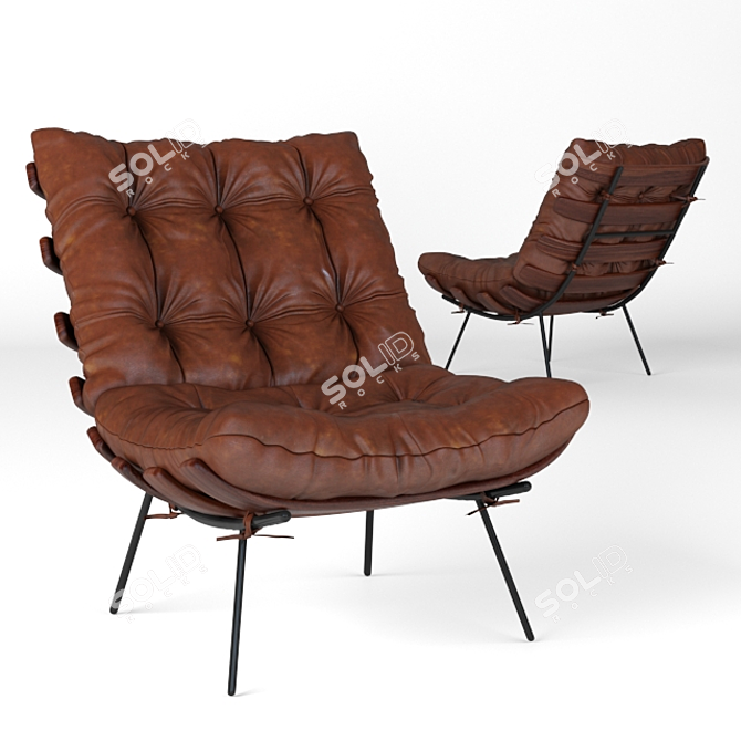 Elegant Rib Fabric Armchair 3D model image 1