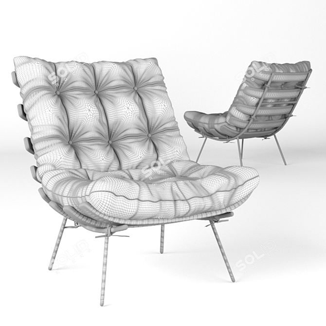 Elegant Rib Fabric Armchair 3D model image 2