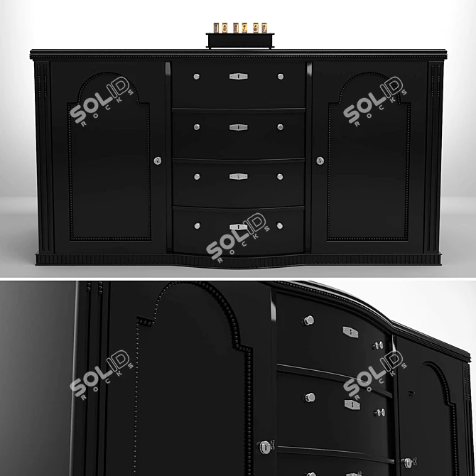 High Gloss Art Deco Credenza 3D model image 1