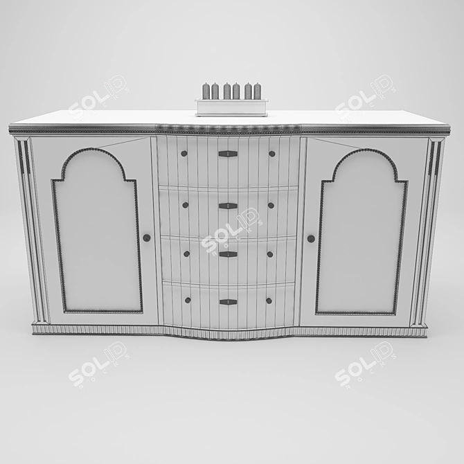 High Gloss Art Deco Credenza 3D model image 3