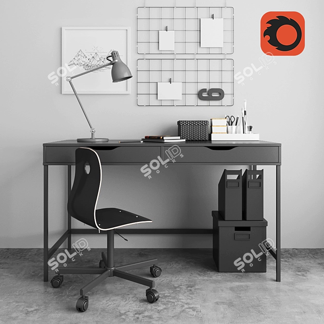 Minimalist Workspace Set 3D model image 1