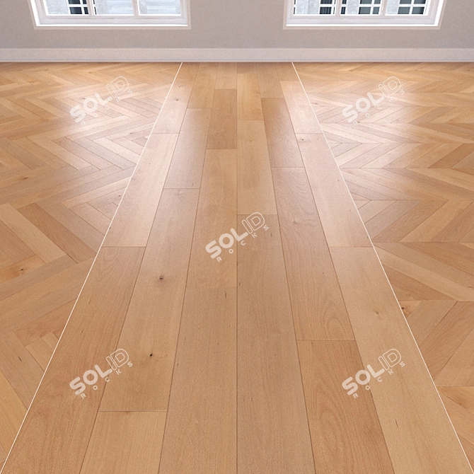 Beech Parquet Collection: Christmas Tree, Linear, Chevron 3D model image 1