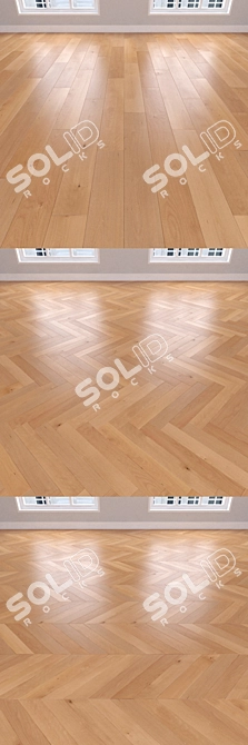 Beech Parquet Collection: Christmas Tree, Linear, Chevron 3D model image 2