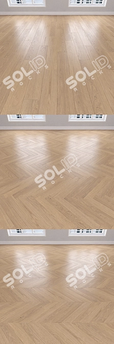 Parquet Oak White: Christmas Tree, Linear & Chevron 3D model image 2