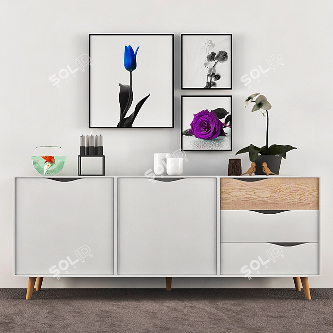 Modern Minimalist Console Table 3D model image 1