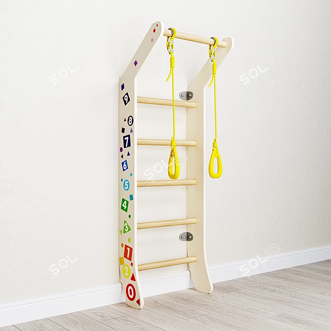 Romana Luna 2: Wall-Mounted Swedish Wall for Versatile Fitness 3D model image 1