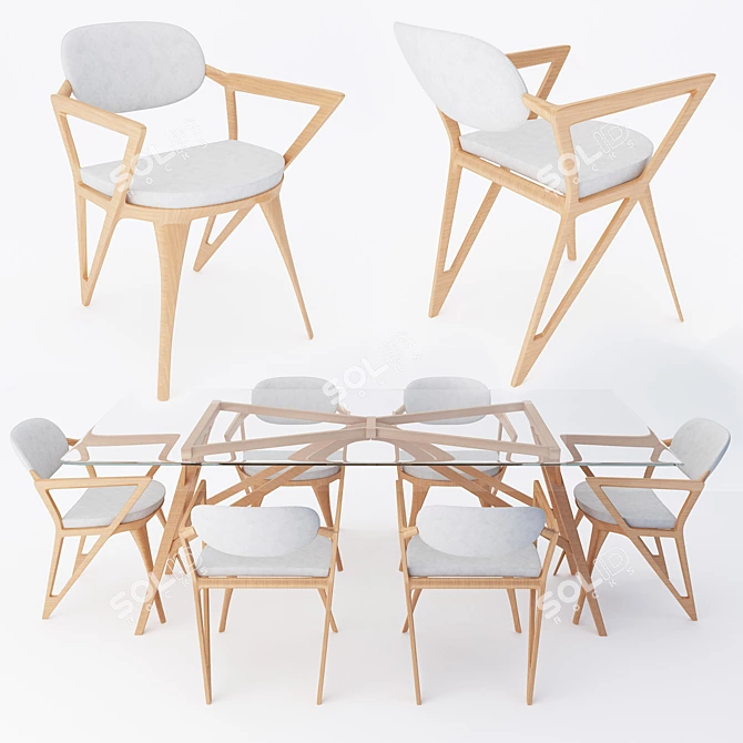 Elegant Dining Set - Timeless Design 3D model image 1