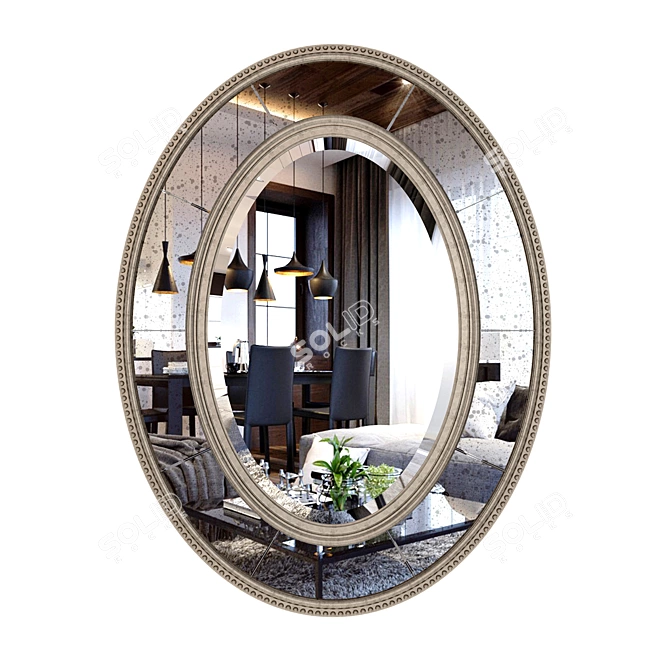 Elegant Lara Oval Mirror 3D model image 1