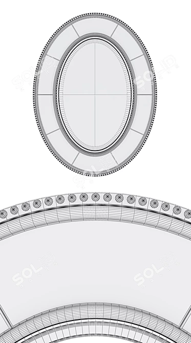 Elegant Lara Oval Mirror 3D model image 3