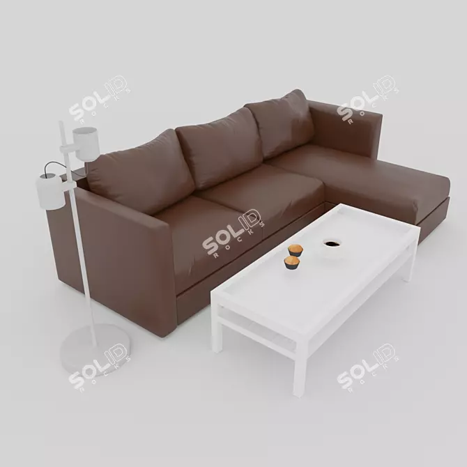 Sleek and Stylish Vimle Leather Sofa 3D model image 1