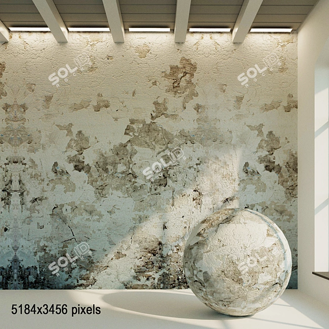 Vintage Plaster Wall Texture 3D model image 1