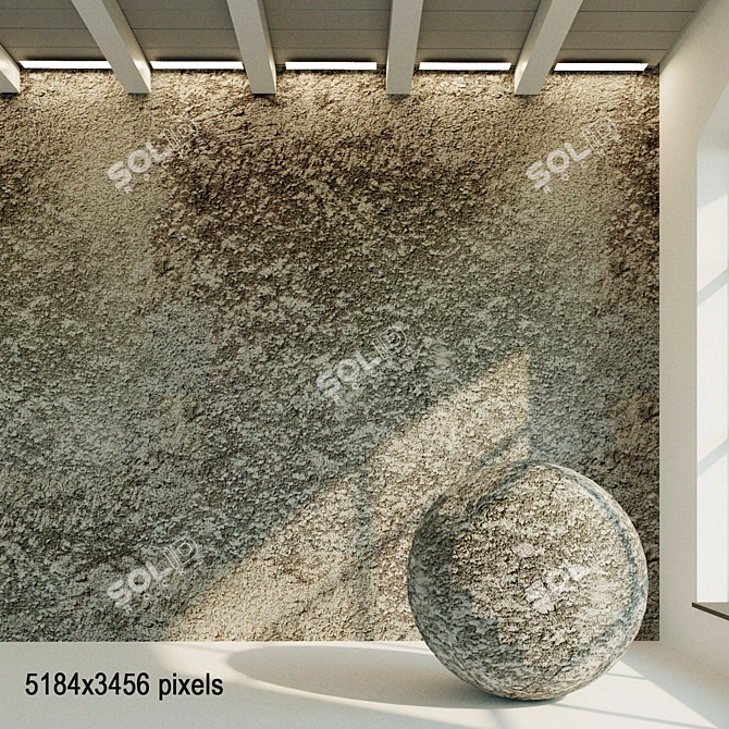 Authentic Aged Concrete Wall 3D model image 1