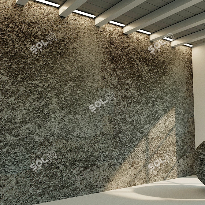 Authentic Aged Concrete Wall 3D model image 3