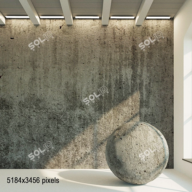 Authentic Aged Concrete Wall 3D model image 1