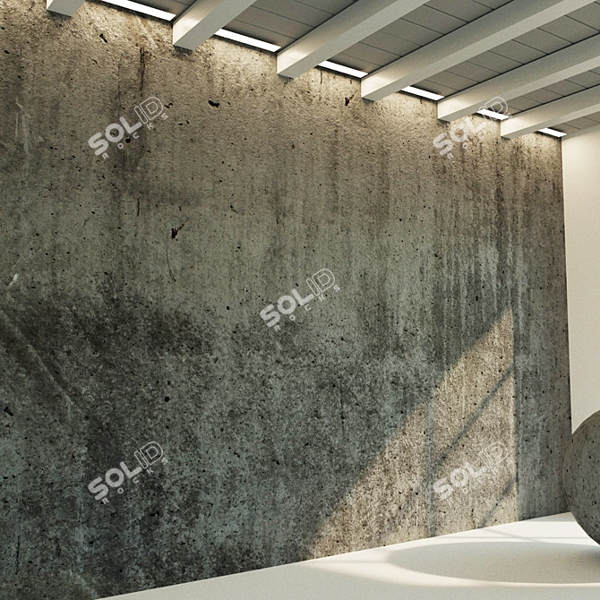 Authentic Aged Concrete Wall 3D model image 2