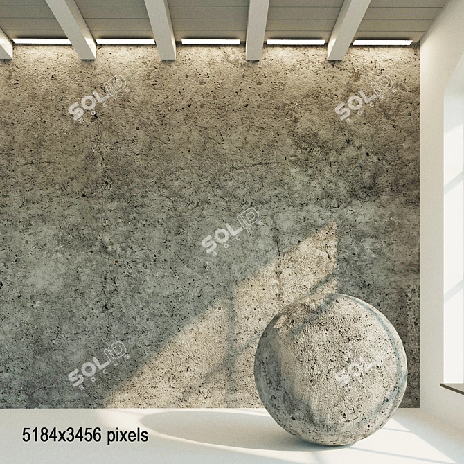 Authentic Aged Concrete Wall 3D model image 1