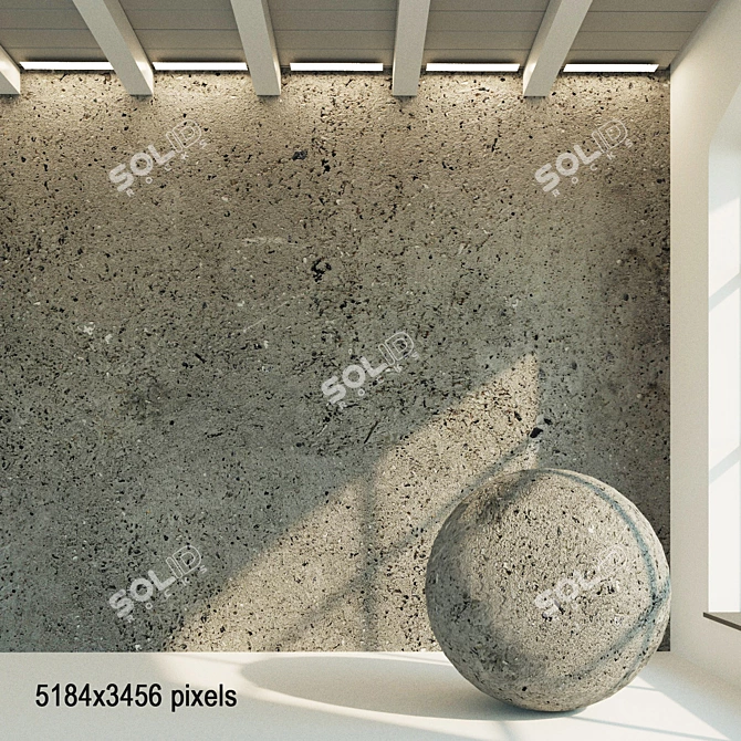 Authentic Aged Concrete Wall 3D model image 1