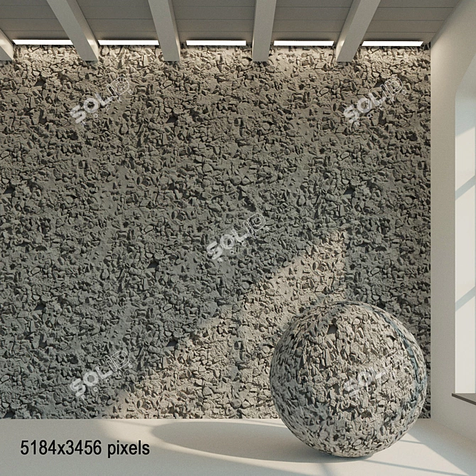 Rustic Concrete Wall Texture 3D model image 1