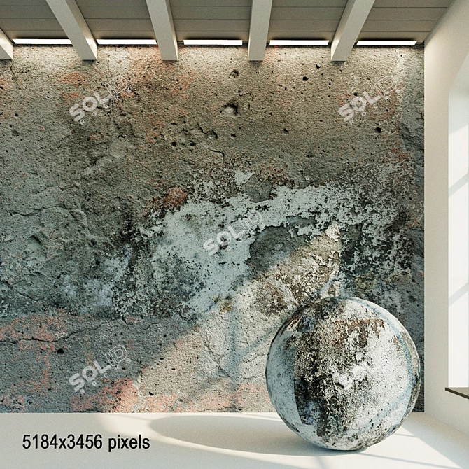 Seamless Old Concrete Wall 3D model image 1