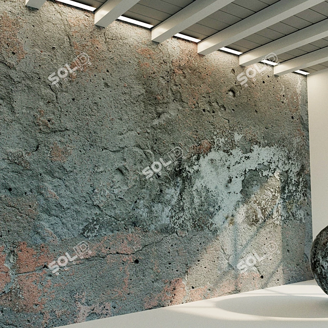 Seamless Old Concrete Wall 3D model image 3