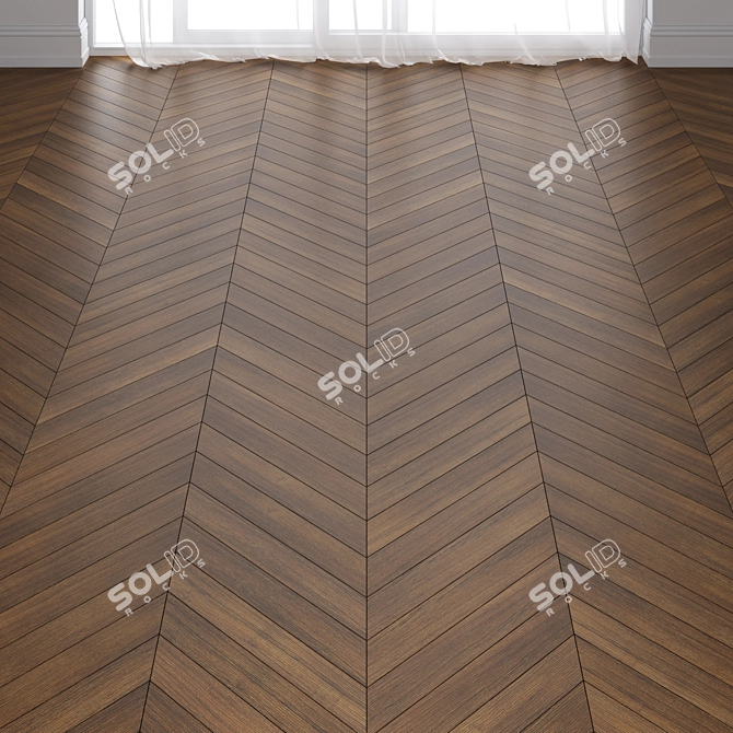 Premium Teak Wood Parquet Flooring 3D model image 1