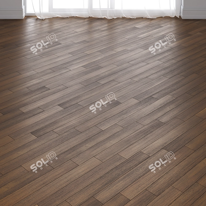 Premium Teak Wood Parquet Flooring 3D model image 3