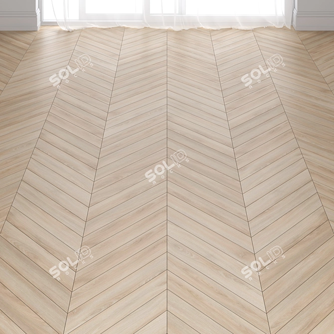 Wine Oak Parquet: Deck, Chevron, Tree 3D model image 2