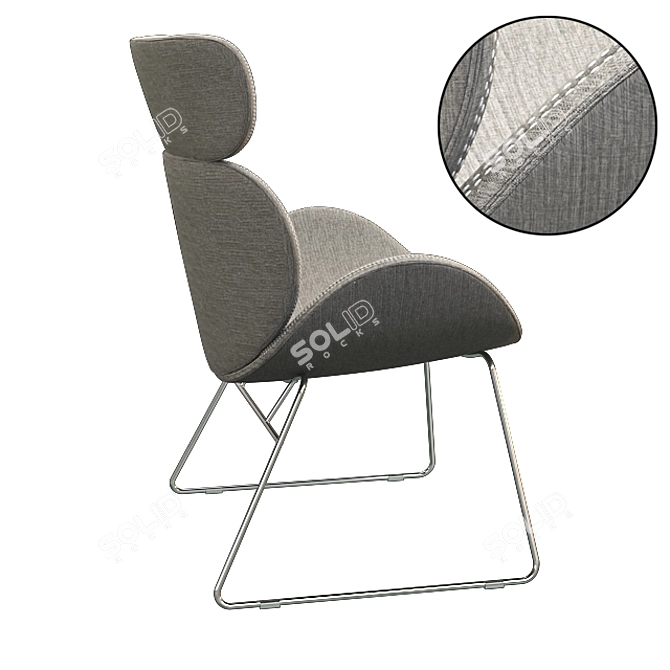 Modern Grey Armchair Montola 3D model image 2